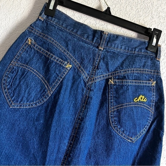 Vintage 1970’s Original Chic By H.I.S Denim Jean Skirt High Waist Hippie Retro - Picture 4 of 7